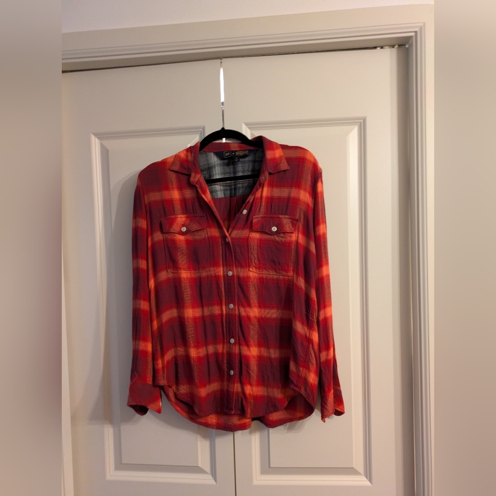 GAP + Pendleton Womens Red Plaid Flannel Shirt Size Small
